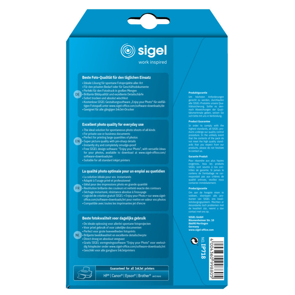 Inkjet Fotopapier Everyday, 10 x 15cm, 200g/m², 24 Blatt SIGEL IP718 SIGEL IP718 Everyday 10x15cm