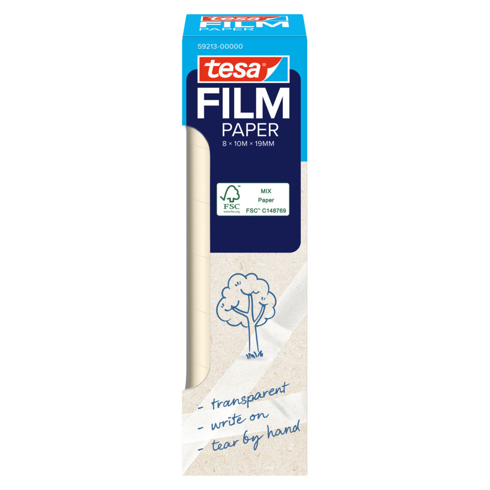 Klebeband tesafilm® Paper, Papier, 8 Rollen a 10m x 19mm, transparent TESA 59213-00000-00 TESA 59213-00000-00 19mm x10m