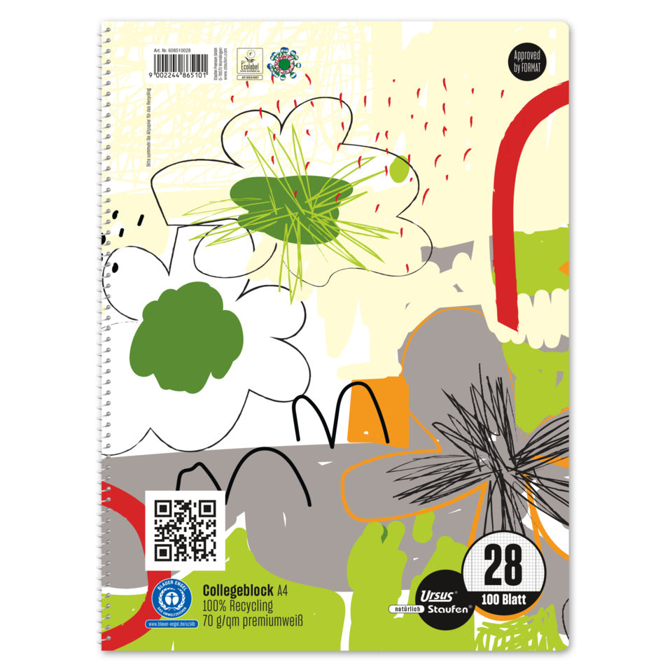 Collegeblock, A4, 70g/m², 100 Blatt, Lin.28, kariert STAUFEN STYLE 608510028