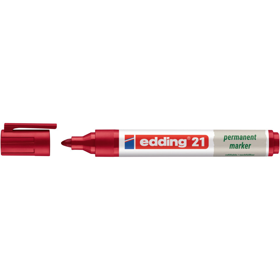 Permanentmarker 21 EcoLine, Rundspitze, nachfüllbar, 1,5-3mm, rot EDDING 4-21002 EDDING 21002 Rundspitze nachfüllbar