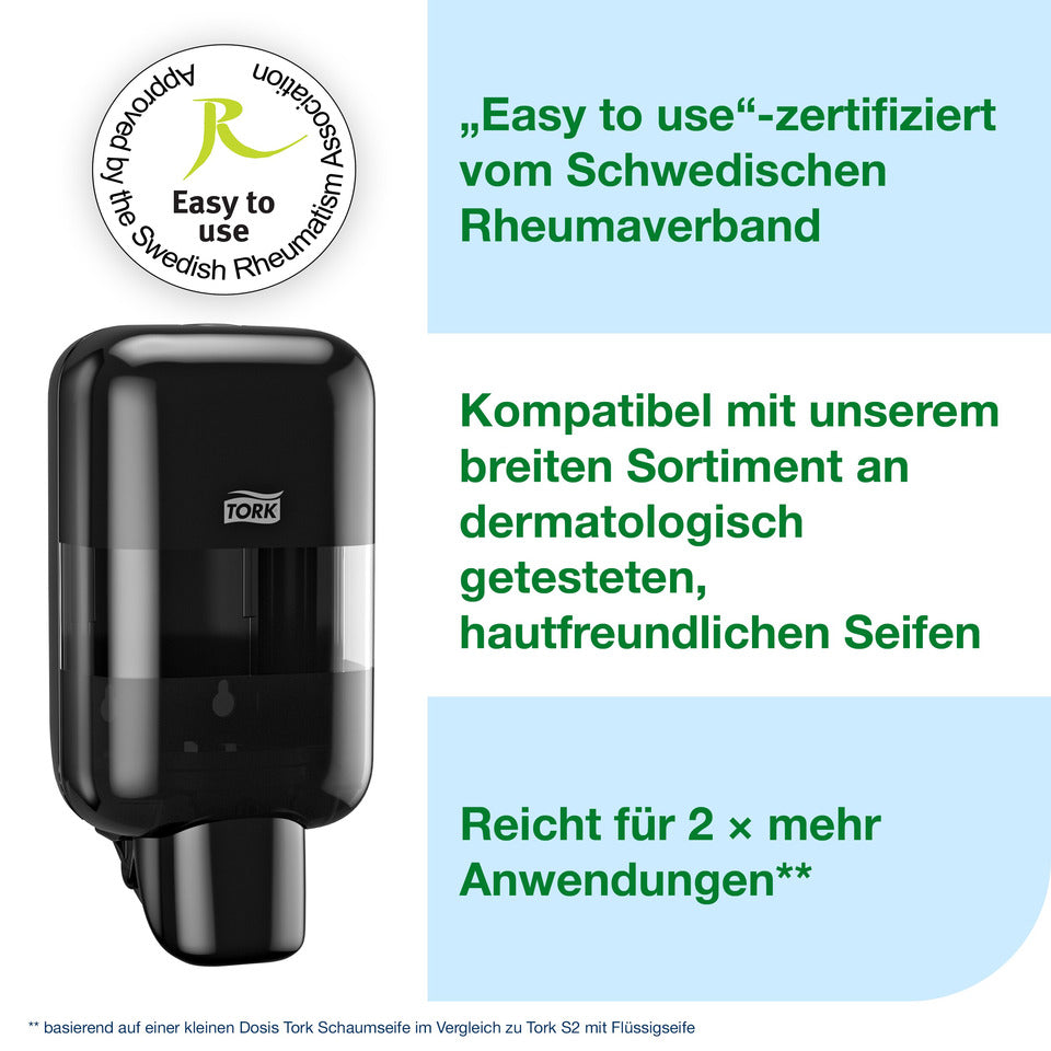 Seifenspender für Schaum- und Flüssigseife System S5, 525ml, schwarz TORK 565208 TORK 565208 525ml System S5