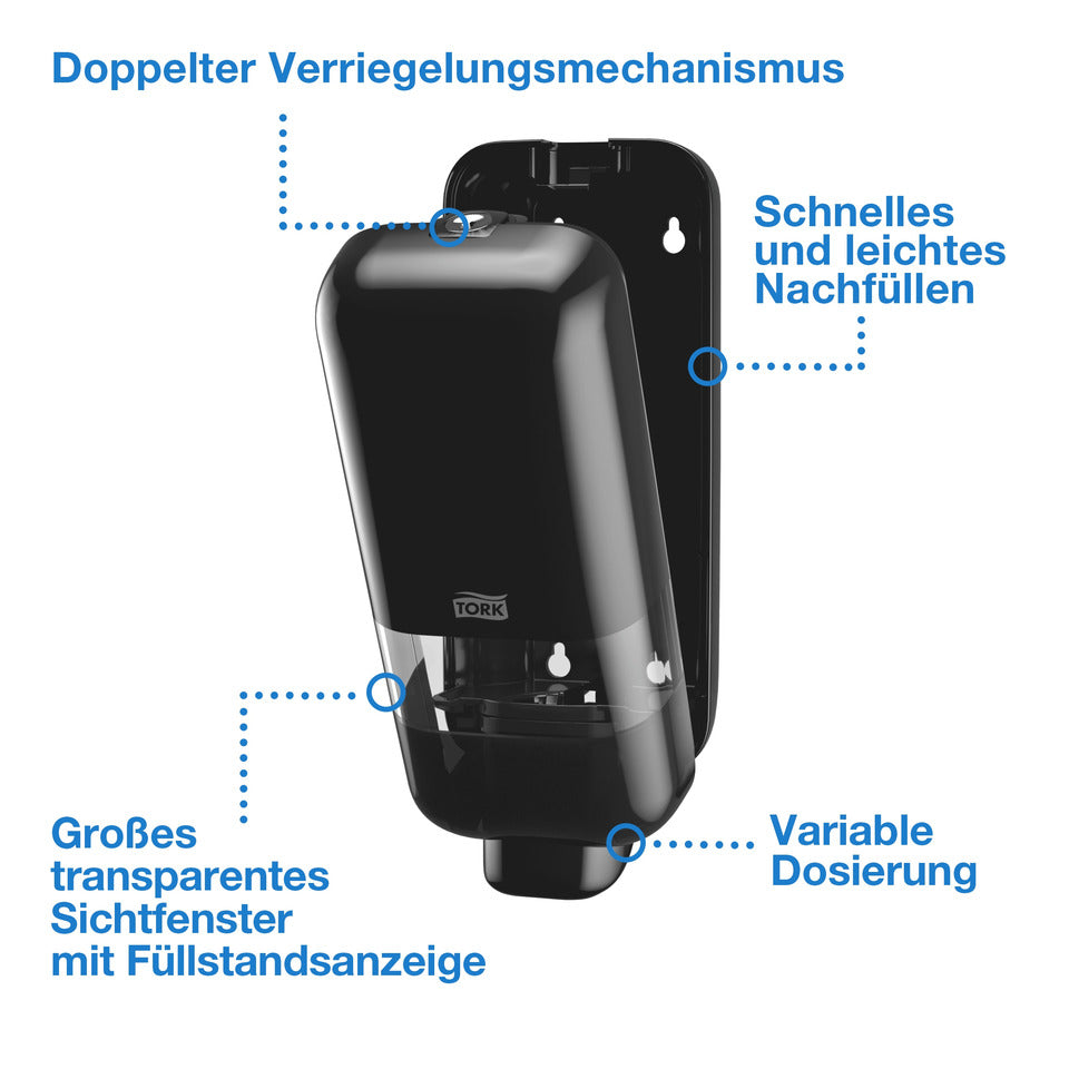 Seifenspender für Schaum- und Flüssigseife Sytem S4 NEU, 1L, schwarz TORK 564508 TORK 564508 1000ml Sys. S4 NEU