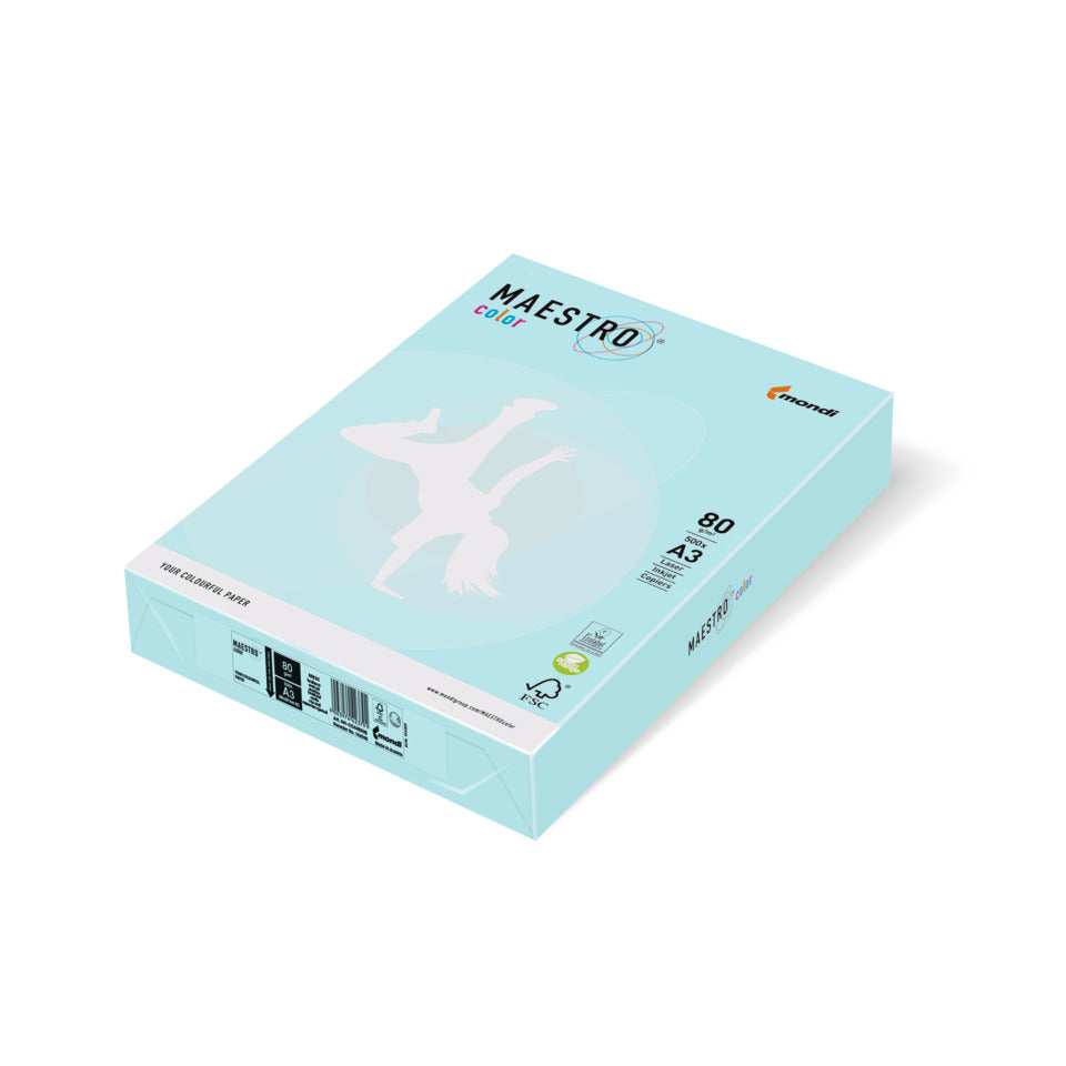 Kopierpapier Color Pastell, A3, 80g/m², 500 Blatt, mittelblau MAESTRO COLOR 9417-MB30B80B