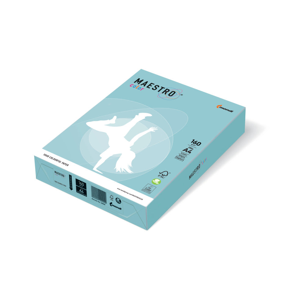 Kopierpapier Color Pastell, A4, 160g/m², 250 Blatt, mittelblau MAESTRO COLOR 9417-MB30A16S