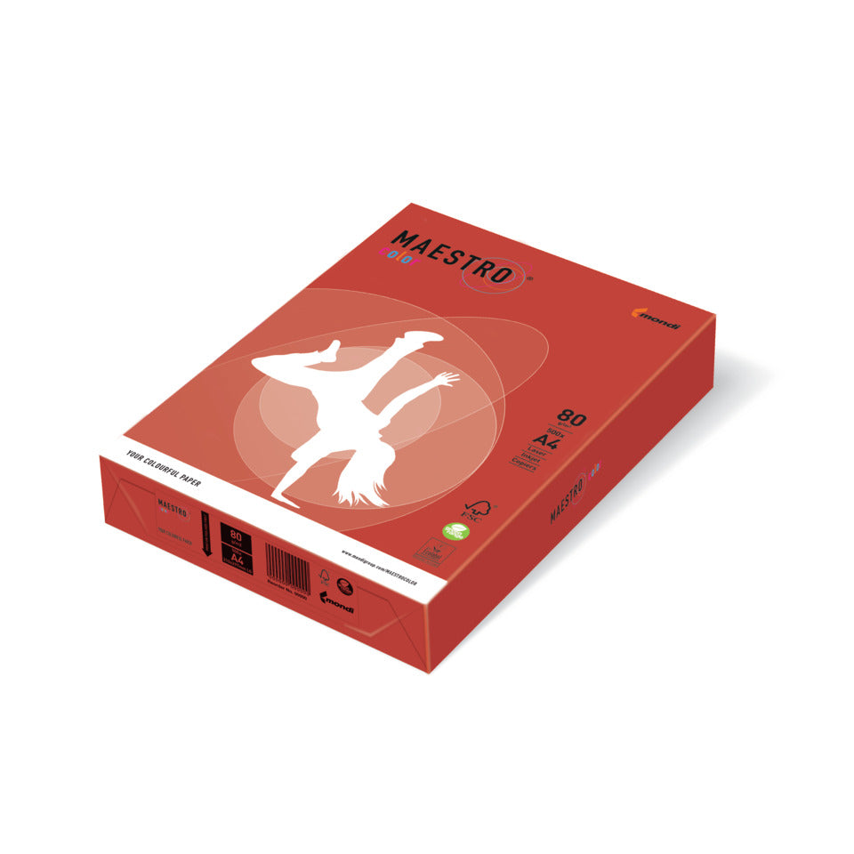 Kopierpapier Color Intensiv, A4, 80g/m², 500 Blatt, korallenrot MAESTRO COLOR 9417-CO44A80S