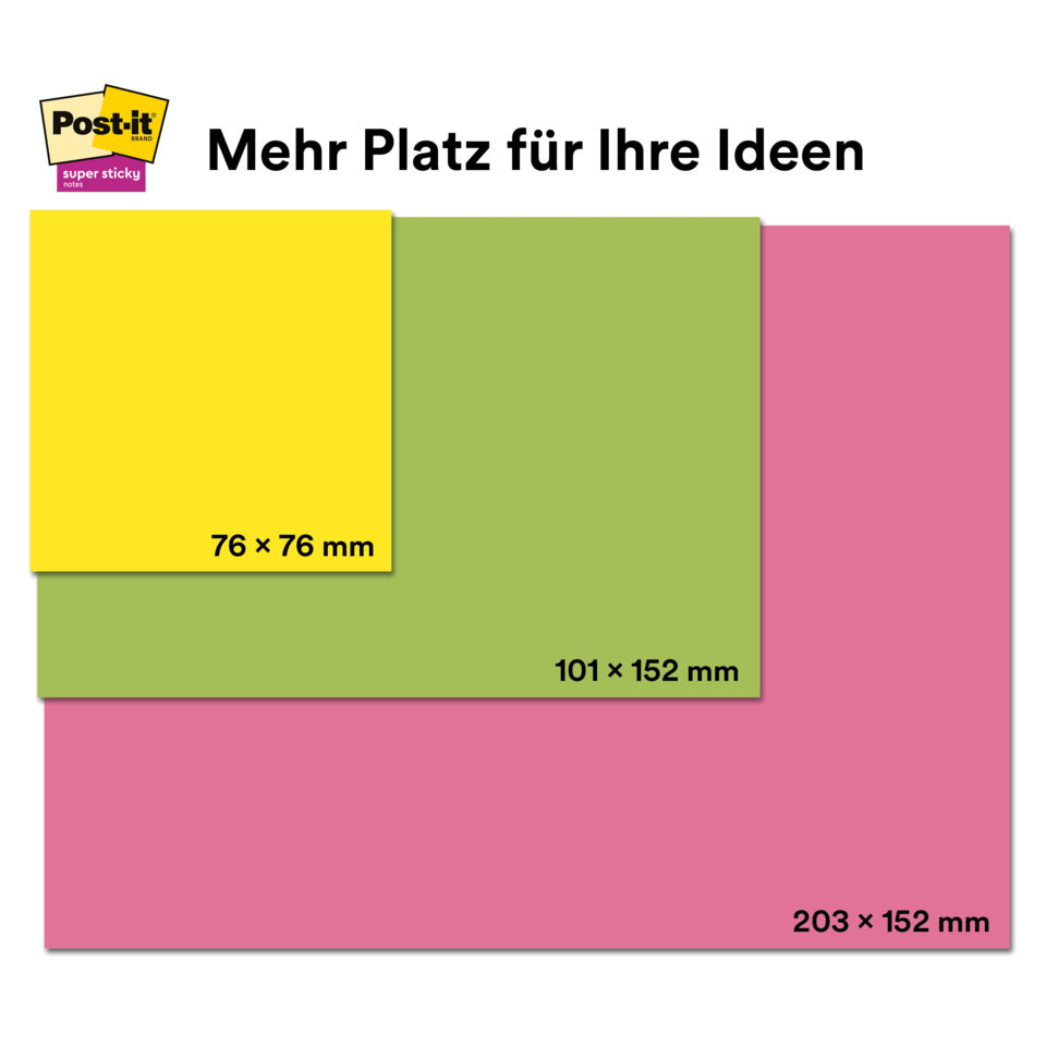 Haftnotizblock Super Sticky Meeting Notes, 152x203mm, 3x70 Blatt, neon POST-IT 8670-3SS-EU POST-IT 8670-3SS-EU 152x203mm