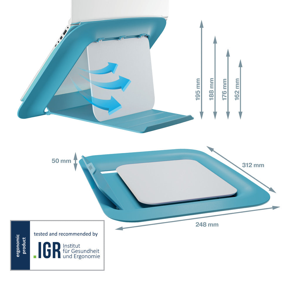 Notebookständer Ergo Cosy, 13" bis 17", höhenverstellbar, blau LEITZ 6426-00-61 LEITZ 6426-00-61 Ergo