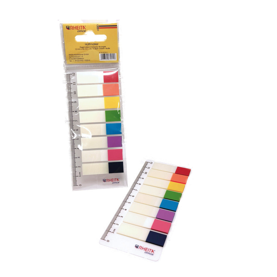 Index-Streifen auf Lineal, 12x45mm, 8x15 Blatt, sortiert RHEITA R7727-1 RHEITA R7727-1 12x45mm i.Polybeutel