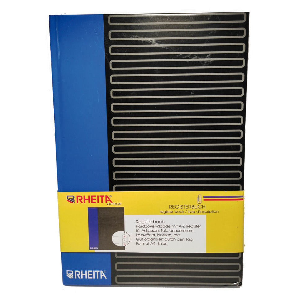 Registerbuch, A4, 96 Blatt, liniert, schwarz/blau RHEITA 954-41 RHEITA 954-41  90g/m²