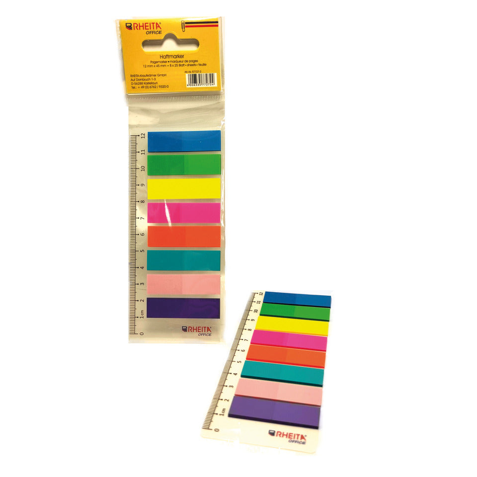 Index-Streifen auf Lineal, 12x45mm, 8x25 Blatt, sortiert RHEITA R7727-2 RHEITA R7727-2 12x45mm i.Polybeutel