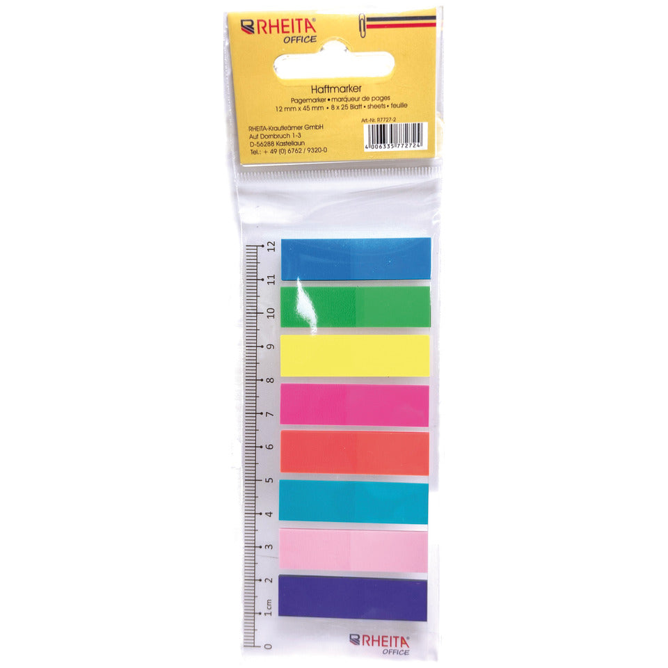 Index-Streifen auf Lineal, 12x45mm, 8x25 Blatt, sortiert RHEITA R7727-2 RHEITA R7727-2 12x45mm i.Polybeutel
