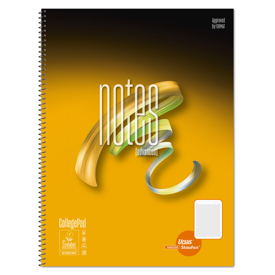 Collegeblock Advanced, A4, 70g/m², 80 Blatt, kariert mit Kopfzeile, weiß URSUS STYLE 608545000 URSUS Style 608545000 Notes Kopfzeile