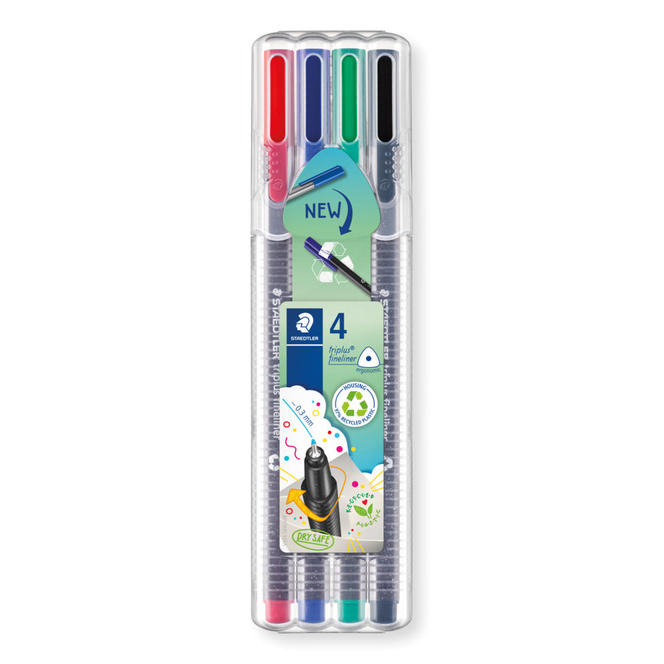 Feinschreiber triplus® fineliner, ca. 0,3 mm, STAEDTLER Box mit 4 Farben STAEDTLER 334 SB4 STAEDTLER 334 SB4    0,3mm
