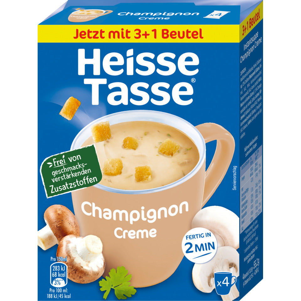 Instantsuppe Champignoncreme für 600ml, 4 Stück HEISSE TASSE 2235255008 Heisse Tasse 223525008 4 Portionen