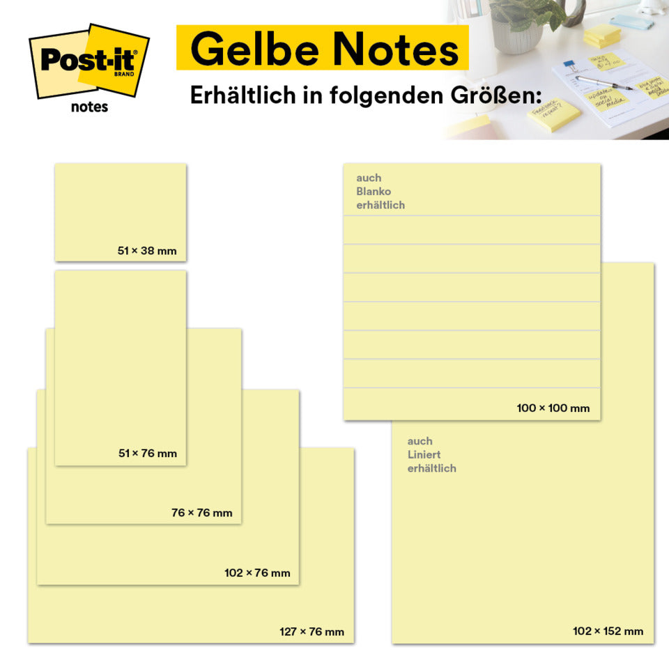 Haftnotizblock Notes Promotion, 38x51 mm, gelb, 24x100 Blatt POST-IT 653-CY-VP24 POST-IT 653-CY-VP24 38x51mm