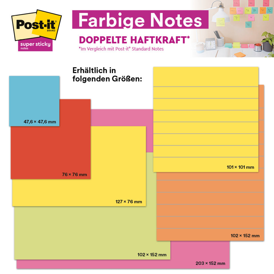 Haftnotizblock Super Sticky Notes Soulful Collection, 76x76mm, 6x90 Blatt, sortiert POST-IT 654-6SS-SOUL POST-IT 654-6SS-SOUL 76x76mm
