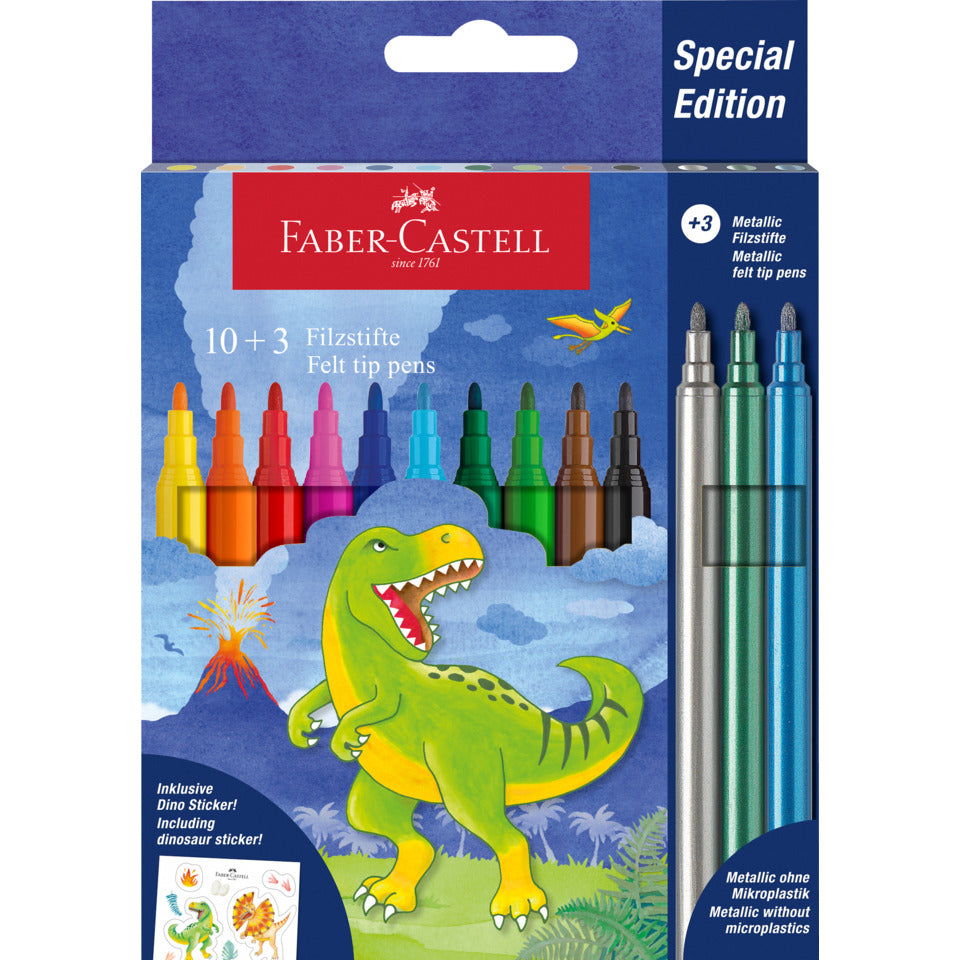 Faserschreiberetui Dino 10+3, sortiert FABER CASTELL 554214