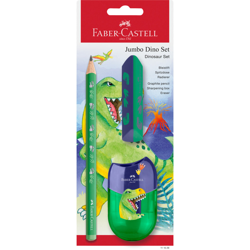 Schreibset Jumbo Dino HB grün FABER CASTELL 111529