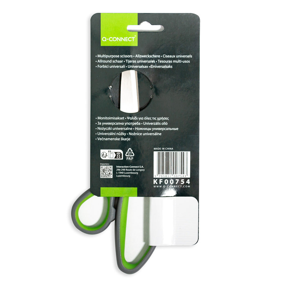 Schere Soft Grip, 20 cm, grau/grün Q-CONNECT KF00754 Q-CONNECT KF00754 Soft Grip