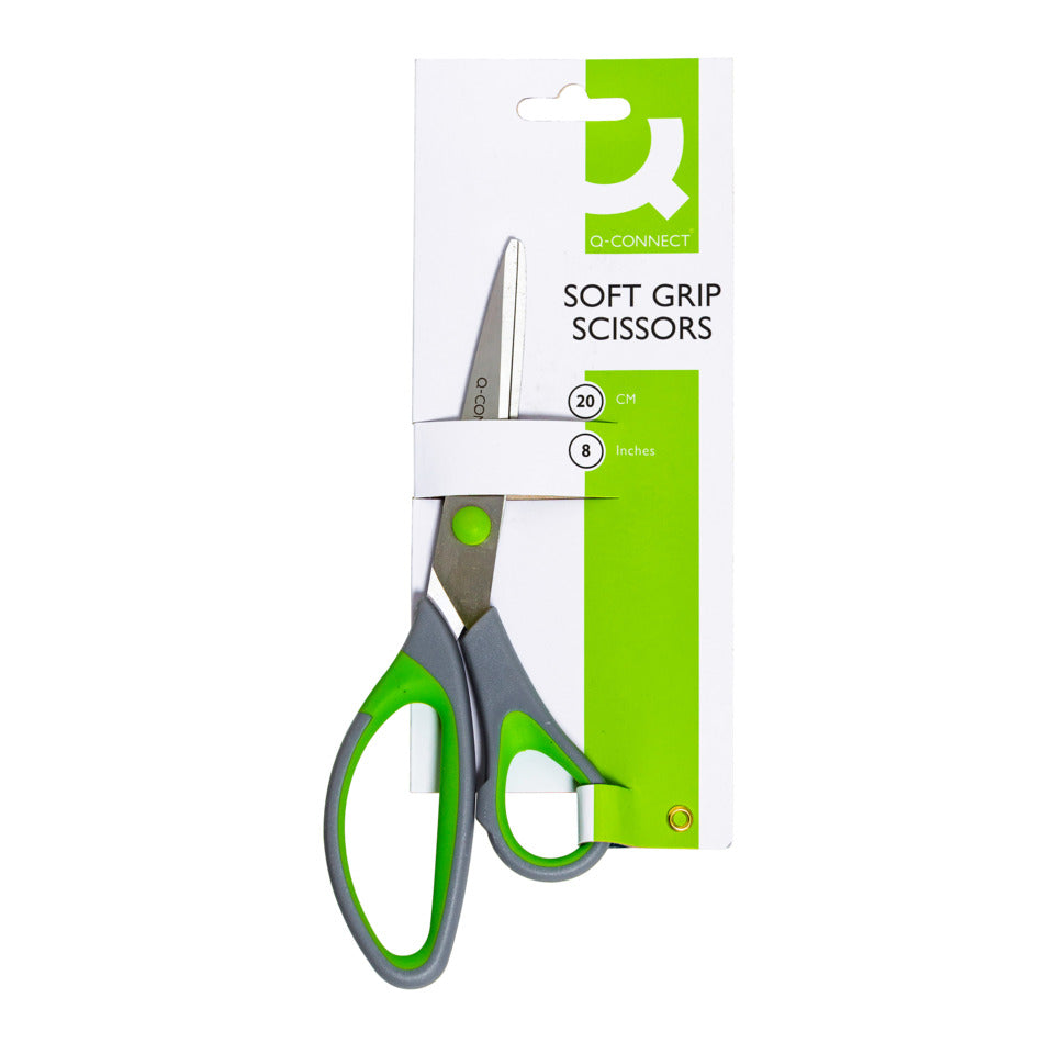 Schere Soft Grip, 20 cm, grau/grün Q-CONNECT KF00754 Q-CONNECT KF00754 Soft Grip