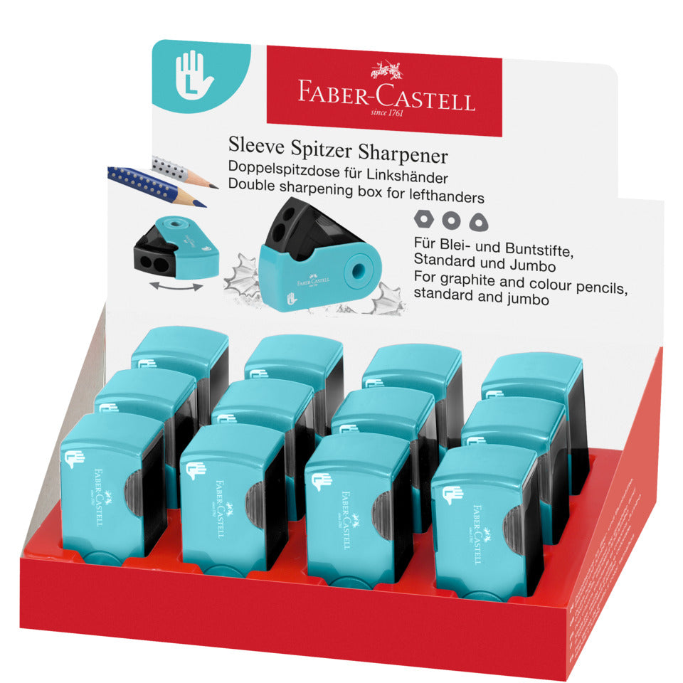 Dosenspitzer doppelt Sleeve türkis  ~~OEM~ Linkshänder FABER CASTELL 182770 FABER-CASTELL 182770 im Display