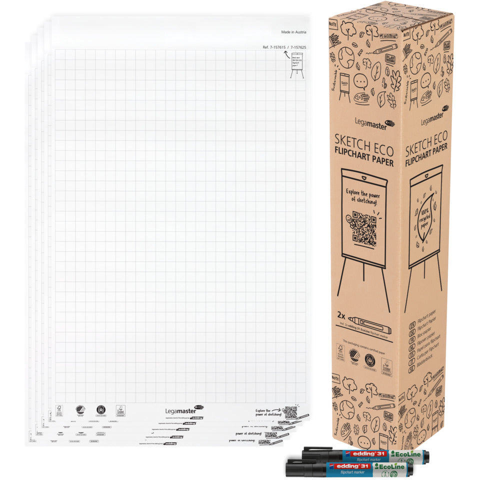 Flipchartblock, 65 x 98 cm, 5x 20 Blatt, kariert LEGAMASTER 7-157615 LEGAMASTER 7-157615 65x98cm