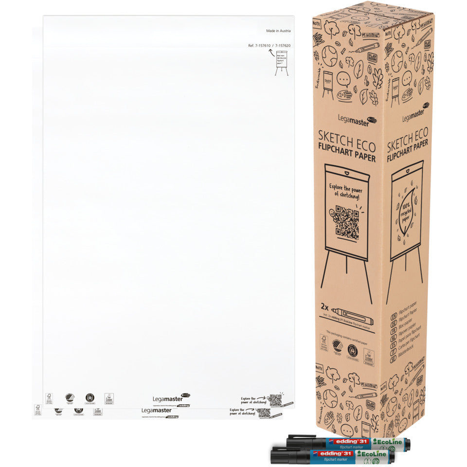 Flipchartblock, 65 x 98 cm, 2x 50 Blatt, blanko LEGAMASTER 7-157620 LEGAMASTER 7-157620 65x98cm