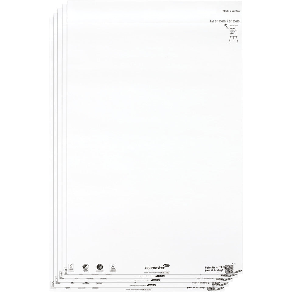 Flipchartblock, 65 x 98 cm, 5x 20 Blatt, blanko LEGAMASTER 7-157610 LEGAMASTER 7-157610 65x98cm