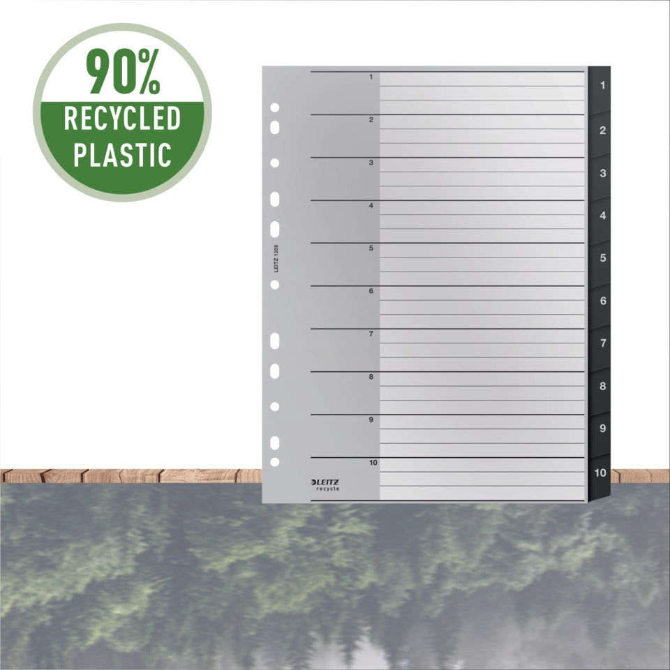Plastikregister Recycle 1-10, A4 Maxi, PP, 10 Blatt, schwarz LEITZ 1208-00-00