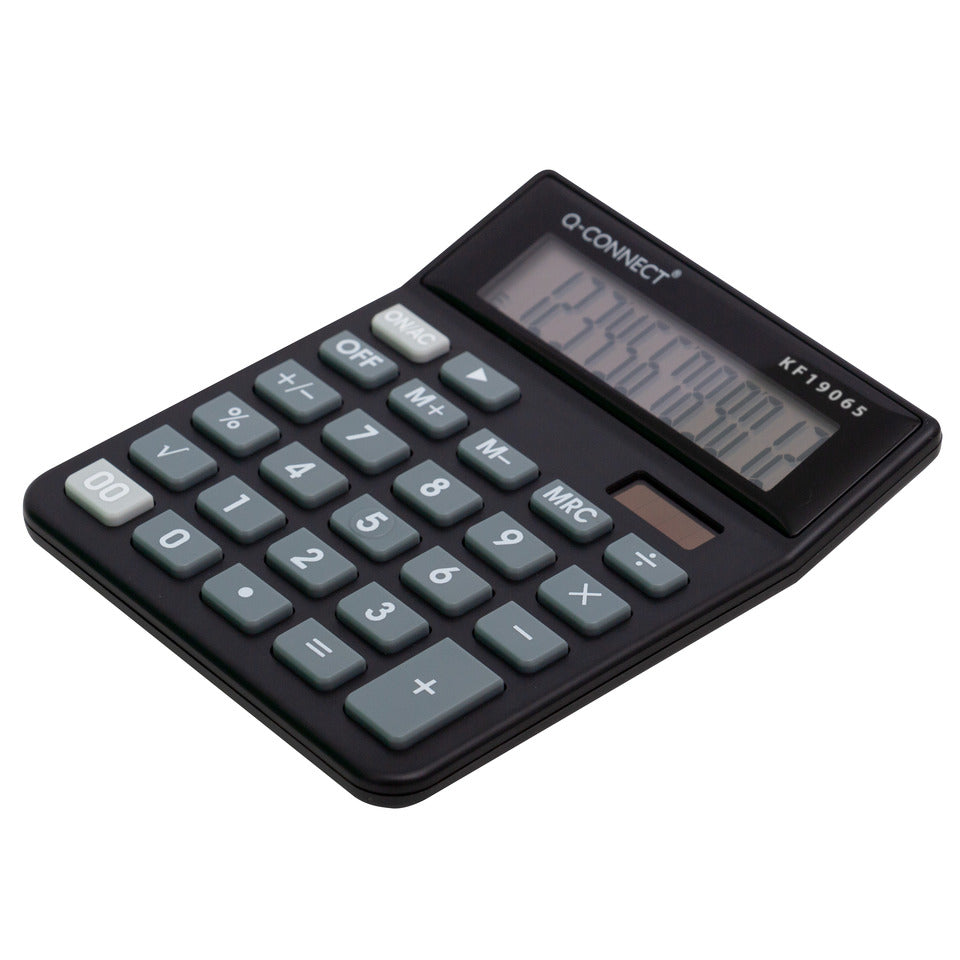 Tischrechner, Solar/Batterie, 12-stellig, schwarz Q-CONNECT KF19065 Q-CONNECT KF19065 angew. Display