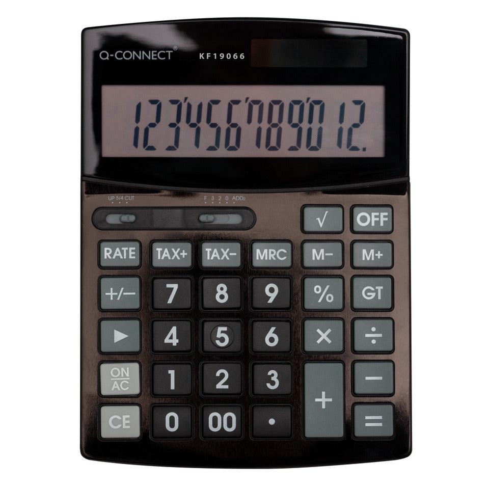 Tischrechner, Solar/Batterie, 12-stellig, schwarz Q-CONNECT KF19066 Q-CONNECT KF19066 angew. Display