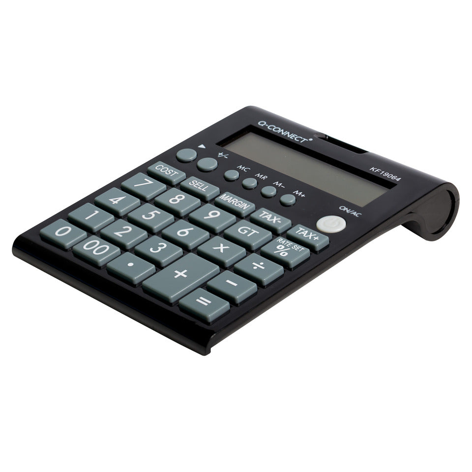 Tischrechner, Solar/Batterie, 12-stellig, schwarz Q-CONNECT KF19064 Q-CONNECT KF19064 schräg