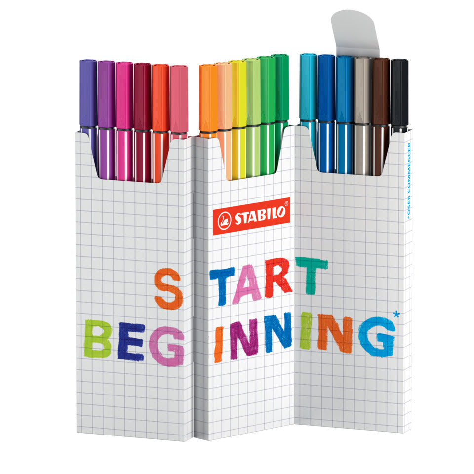Faserschreiber Pen 68 Tischset 1 mm 18Stück sortiert   Zick-Zack STABILO 6818/8 STABILO 6818/8 Zick-Zack