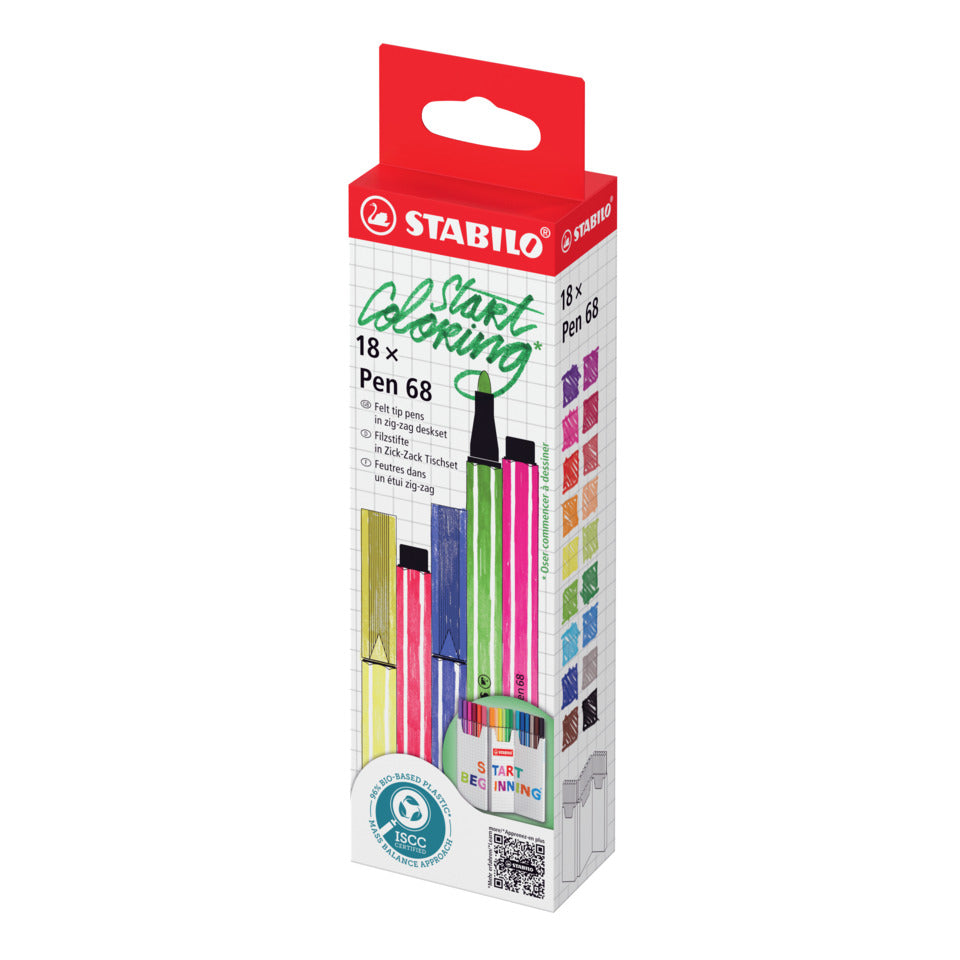 Faserschreiber Pen 68 Tischset 1 mm 18Stück sortiert   Zick-Zack STABILO 6818/8 STABILO 6818/8 Zick-Zack