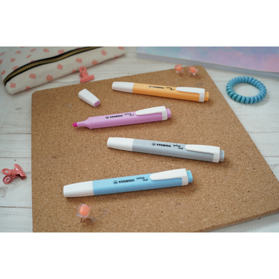 Textmarker swing® cool Pastel Etui, 1-4mm, 4 Stück, sortiert STABILO 275/4-08-2 STABILO 275/4-08-2 Swing Cool