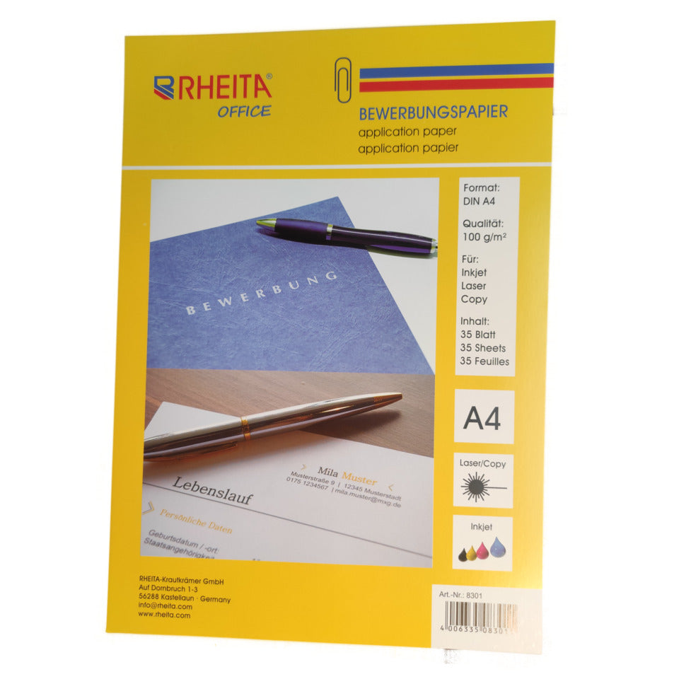 Bewerbungspapier, A4, 100g/m², 35 Blatt, weiß RHEITA 8301