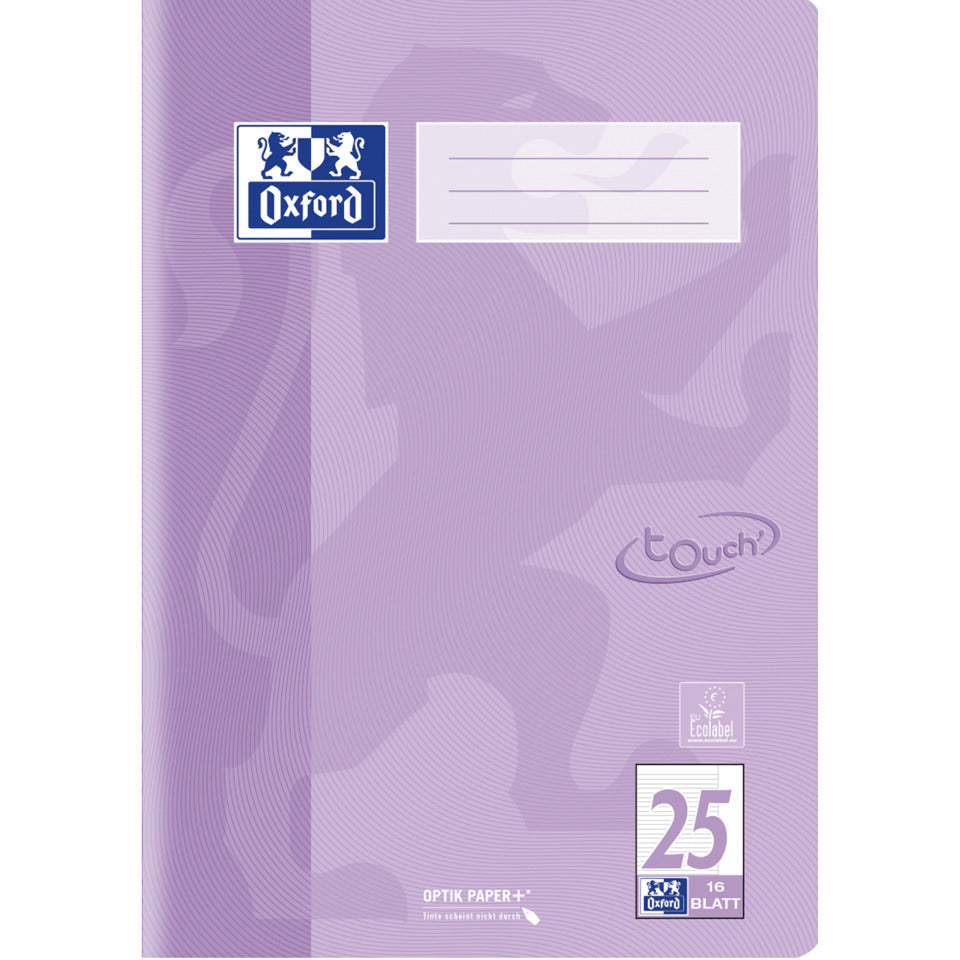 Heft Touch, A4, 16 Blatt, Lin.25, liniert mit Rand rechts, pastell flieder OXFORD 400196036 OXFORD 400196036 Touch pastell