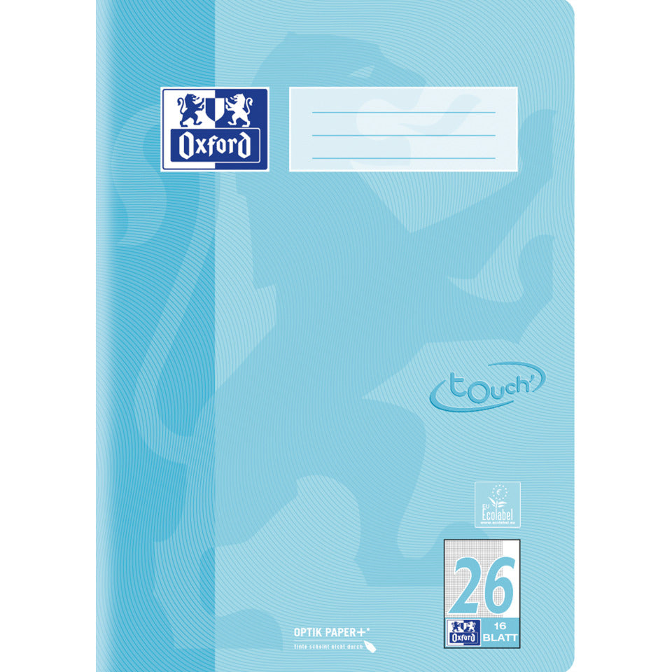 Heft Touch, A4, 16 Blatt, Lin.25, kariert mit Rand rechts, pastell blau OXFORD 400196037 OXFORD 400196037 Touch pastell