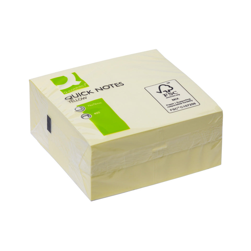 Haftnotizblock Quick Notes, 400 Blatt, 1 Stück, 76x76mm, gelb Q-CONNECT KF01346 Q-CONNECT KF01346 400BL