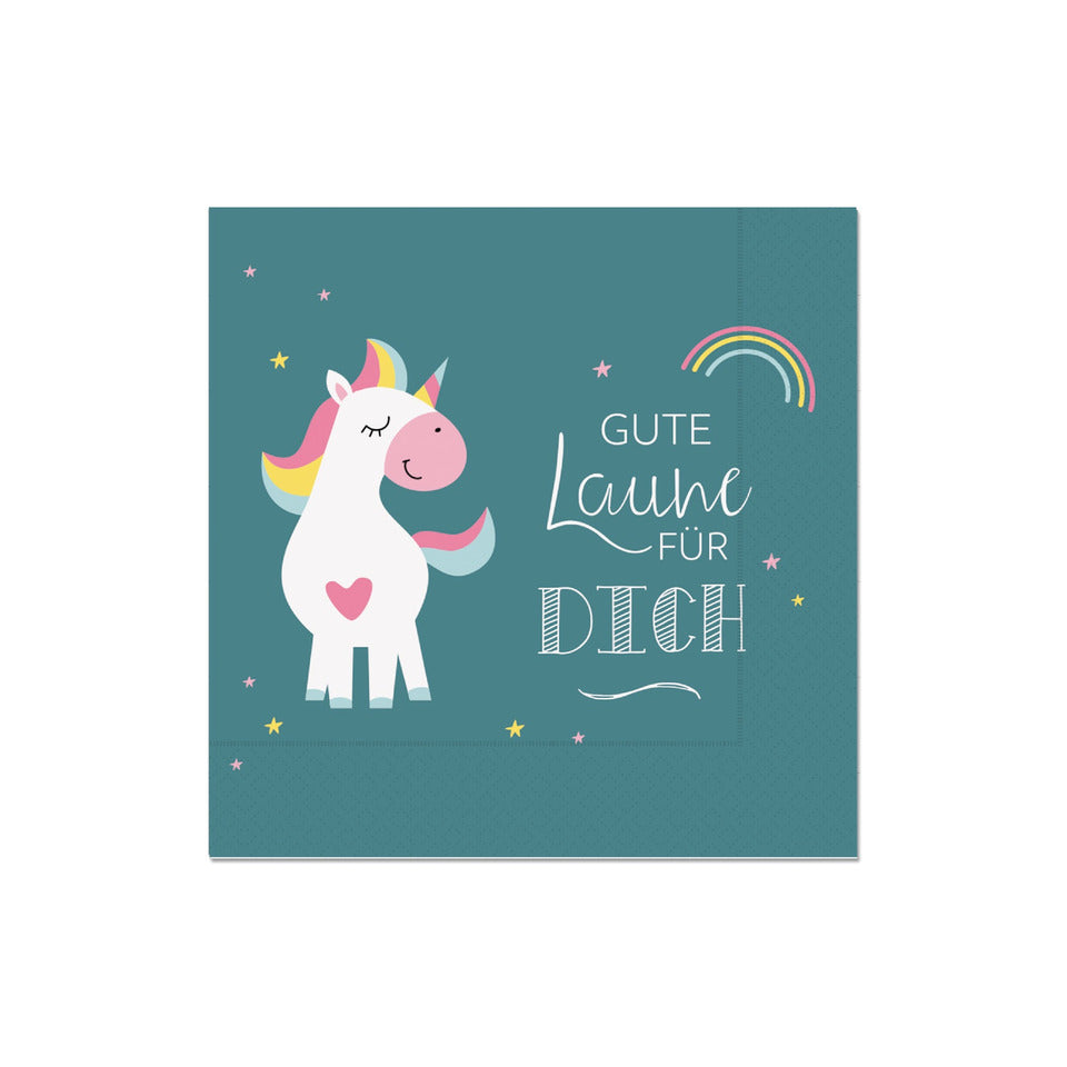Motivserviette Zoofreunde Unicorn - Gute Laune für Dich, 33 x 33 cm, 3-lagig FÜR DICH 130582 FÜR DICH 130582   Dess 33 cm 3 lagig