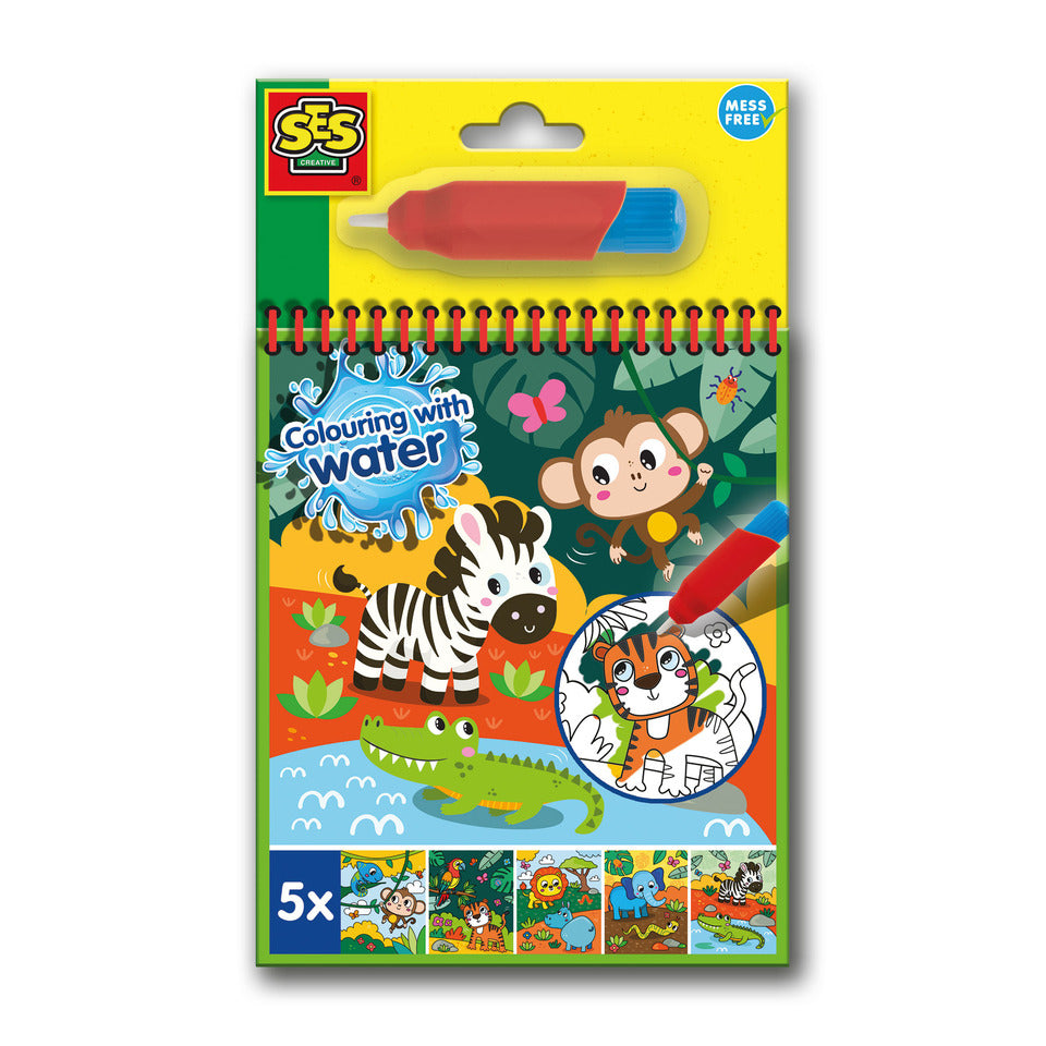 Bastelset Malen mit Wasser Safari inklusive Wasserstift SES CREATIVE 00131 SES Creative 00131 mit Wasserstift