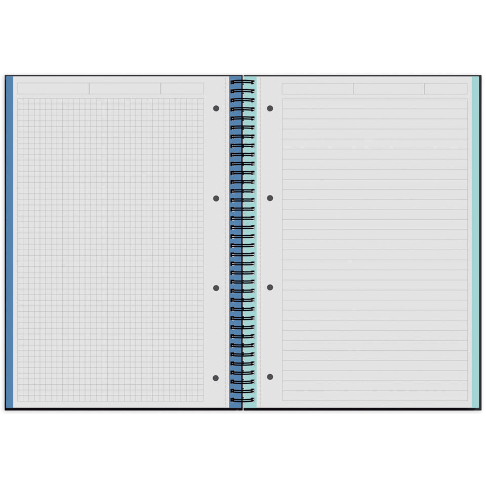 Spiral-Notizbuch Leaves, A4, 70g/m², 100 Blatt, 4 Lineaturen, sortiert RNK 46828 RNK 46828 mit fbg.Rändern