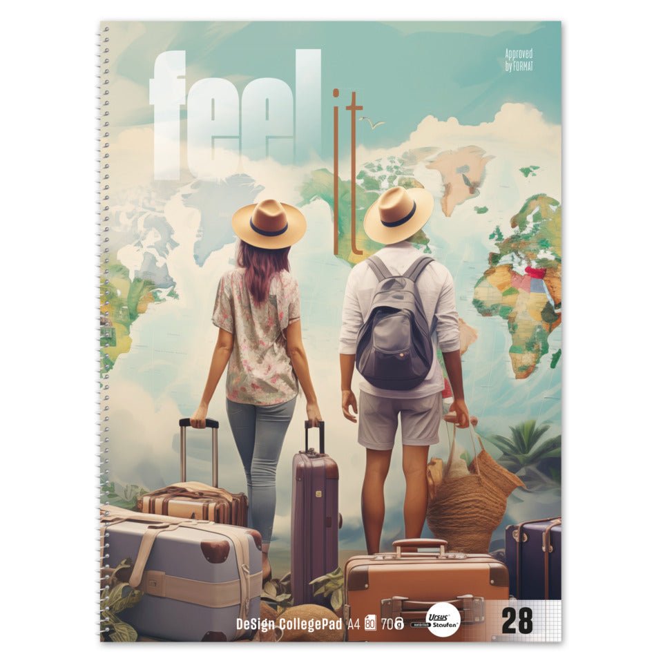 Collegeblock Feel it, A4, 70g/m², 80 Blatt, Lin.28, kariert, weiß URSUS STYLE 044025028 URSUS Style 044025028 LIN28 70g Feel it