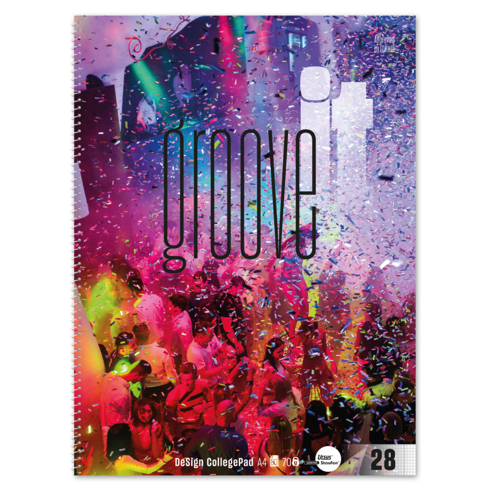 Collegeblock Groove it, A4, 70g/m², 80 Blatt, Lin.28, kariert, weiß URSUS STYLE 044027028 URSUS Style 044027028 LIN28 Groove it