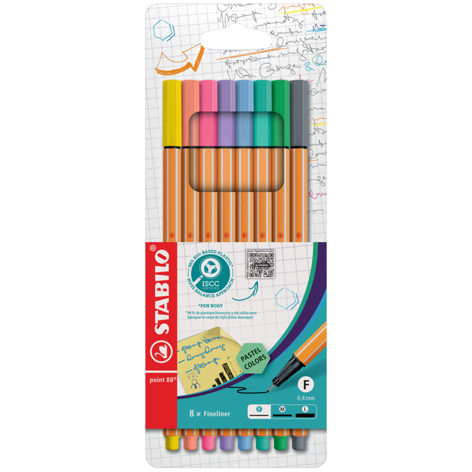 Fineliner point 88® Etui "Pastell", mit 8 Stiften STABILO 88/8-01 STABILO 88/8-01 pastell sortiert