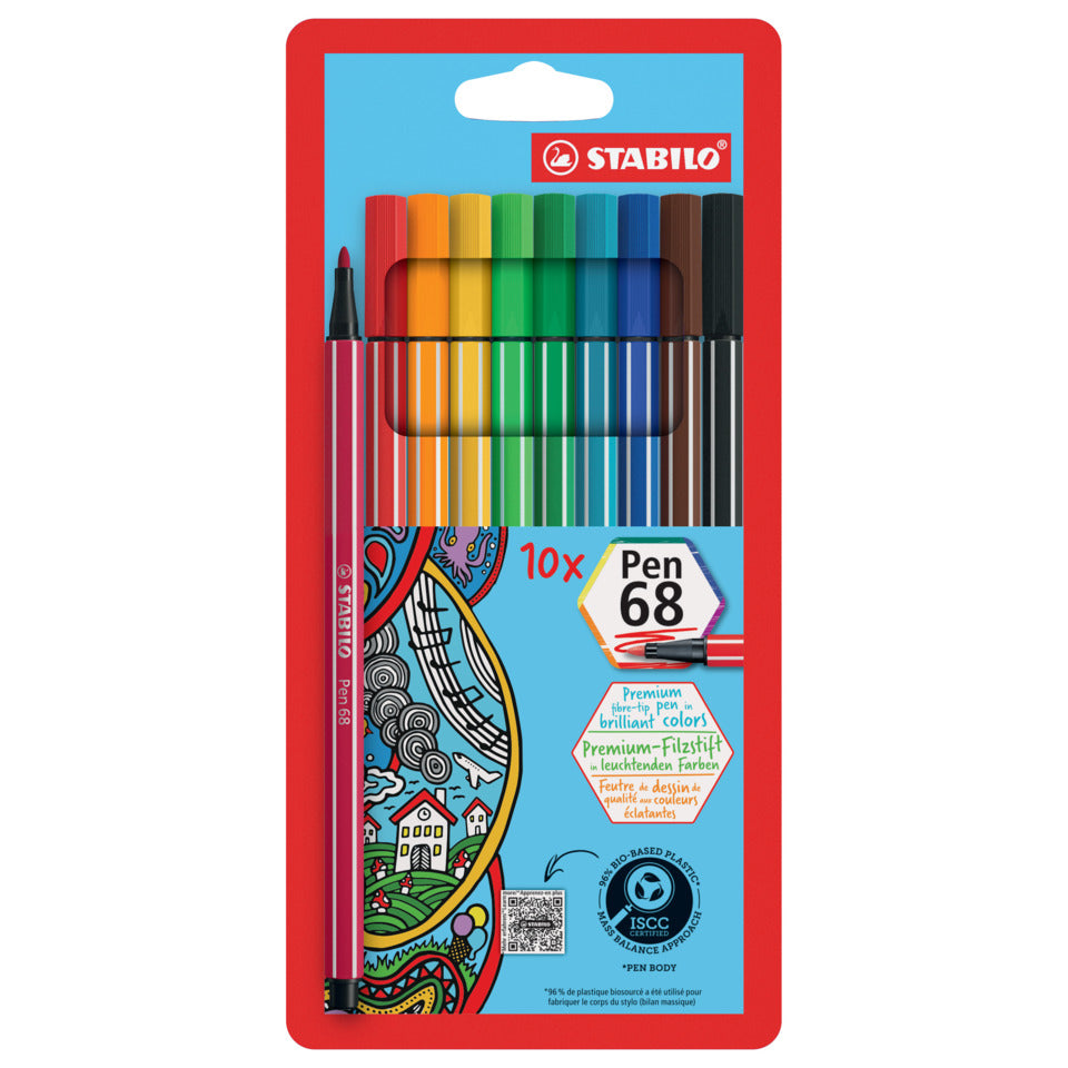 Fasermaler Pen 68 Etui, mit 10 Farben STABILO 6810-PL STABILO 6810/PL