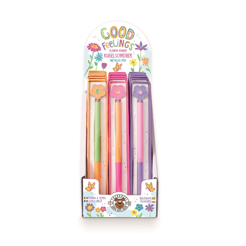 Kugelschreiber Flower-Power, Metall, sortiert TRENDHAUS 964250 TRENDHAUS 964250 Flower Power