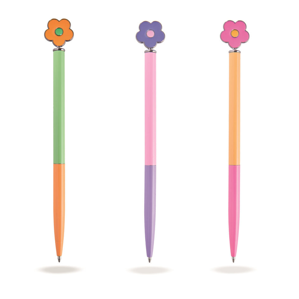 Kugelschreiber Flower-Power, Metall, sortiert TRENDHAUS 964250 TRENDHAUS 964250 Flower Power