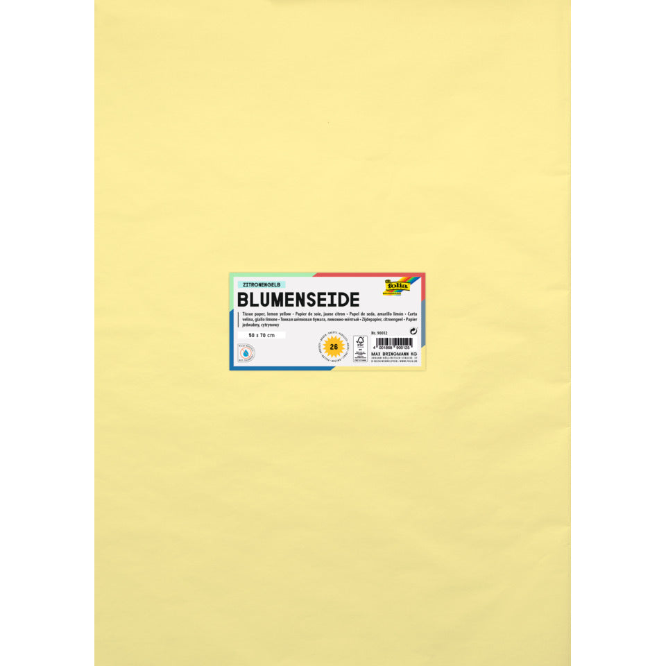 Blumenseide, 50 x 70 cm, 20g/m², 26 Bogen, zitronengelb (12) FOLIA 90012 FOLIA 90012  20g  26Bg