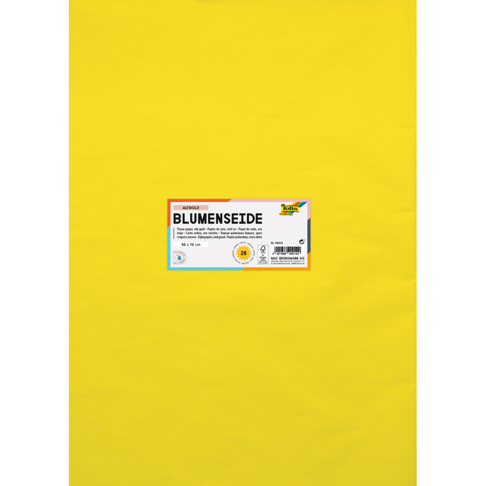 Blumenseide, 50 x 70 cm, 20g/m², 26 Bogen, altgold (14) FOLIA 90014 FOLIA 90014  20g  26Bg